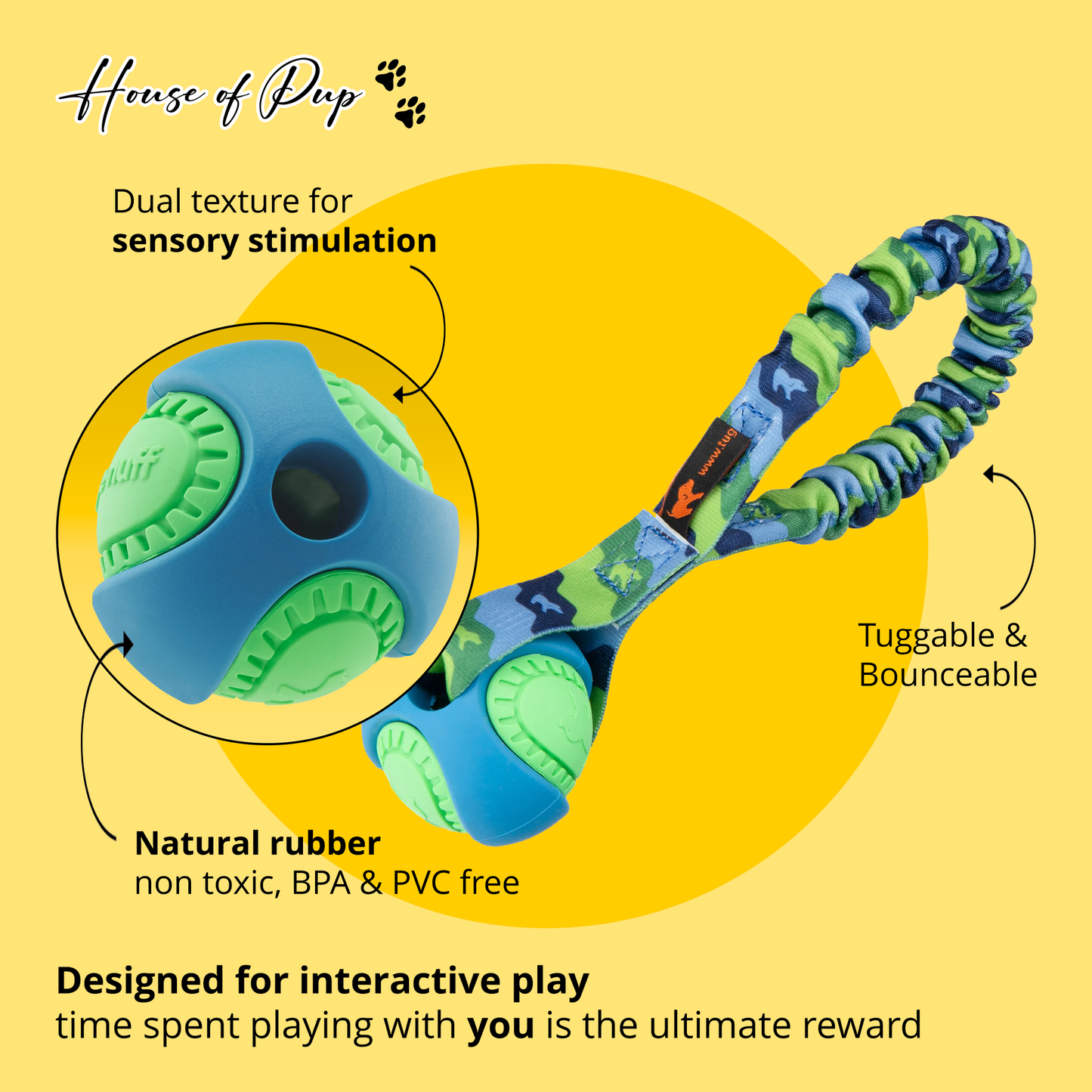 Pocket-sized PowerBall Bungee dog toy – training and playtime