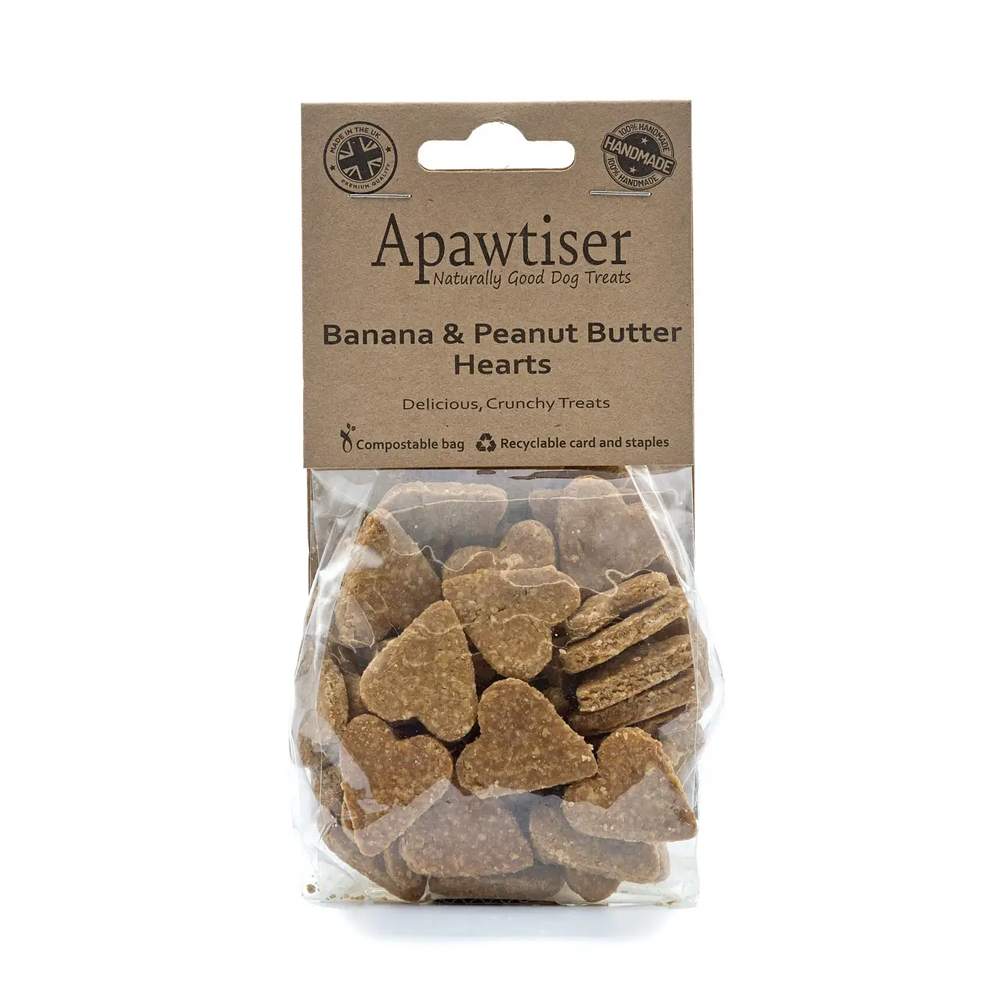 Apawtiser Banana & Peanut Butter Hearts 100g