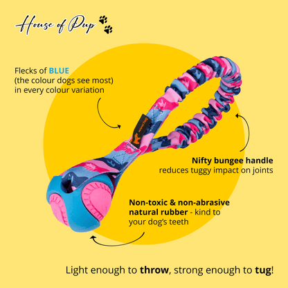 UK-made PowerBall Bungee – interactive dog toy for tugging